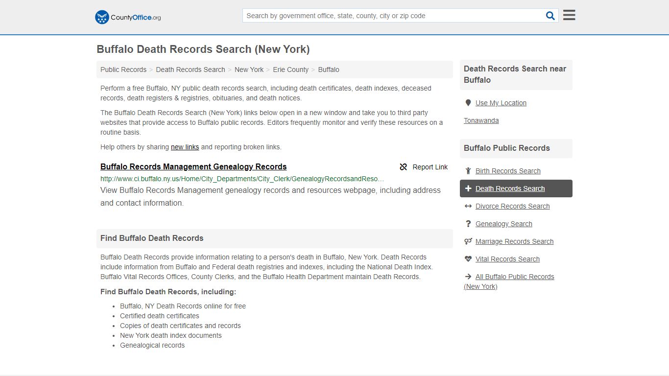 Death Records Search - Buffalo, NY (Death Certificates ...